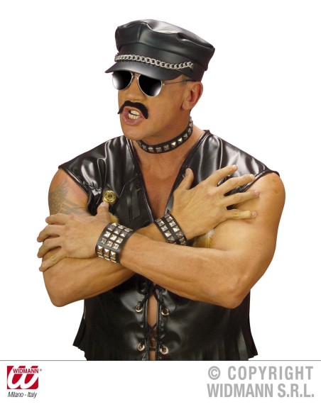 Bracelet clouté simili cuir 2 rangs