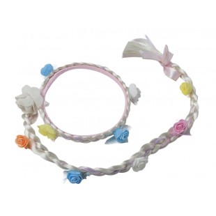 Couronne fleur rose avec ruban 2