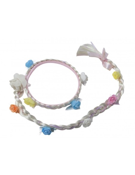Couronne fleur rose avec ruban
