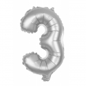 Ballon mylar 36cm argent - Chiffre 3