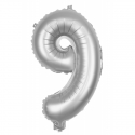 Ballon mylar 36cm argent - Chiffre 9