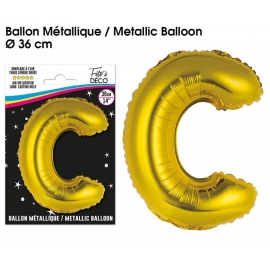 Ballon métallique or 36cm - Lettre C