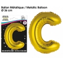 Ballon métallique or 36cm - Lettre C