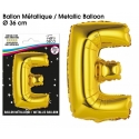 Ballon métallique or 36cm - Lettre E