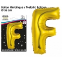 Ballon métallique or 36cm - Lettre F