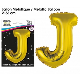 Ballon métallique or 36cm - Lettre J