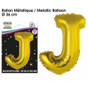 Ballon métallique or 36cm - Lettre J