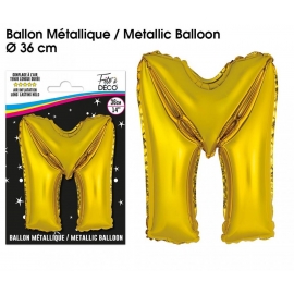 Ballon métallique or 36cm - Lettre M