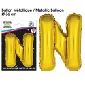 Ballon métallique or 36cm - Lettre N