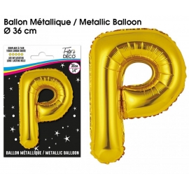 Ballon métallique or 36cm - Lettre P