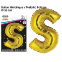 Ballon métallique or 36cm - Lettre S