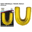Ballon métallique or 36cm - Lettre U