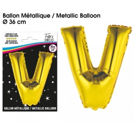 Ballon métallique or 36cm - Lettre V