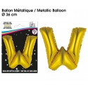 Ballon métallique or 36cm - Lettre W