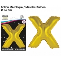 Ballon métallique or 36cm - Lettre X