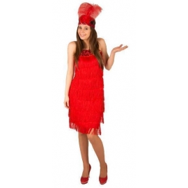 Robe charleston à franges rouge