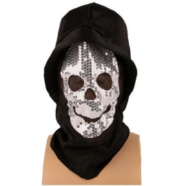 Masque + cagoule squelette paillettes