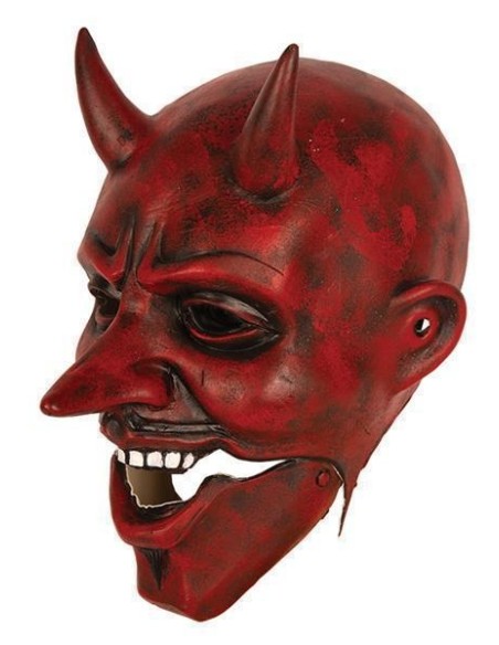 Masque latex diable grandes cornes