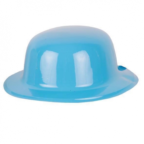 Chapeau melon PVC paillettes bleu