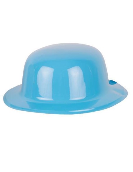 Chapeau melon PVC paillettes bleu
