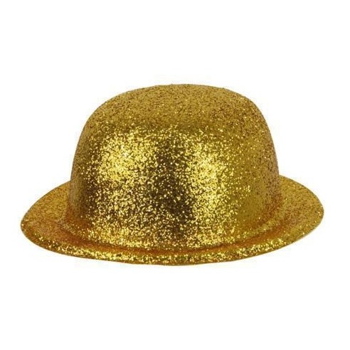 Chapeau melon PVC paillettes bleu