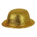 Chapeau melon PVC paillettes or