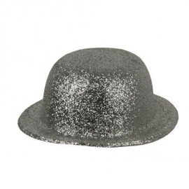 Chapeau melon PVC paillettes or