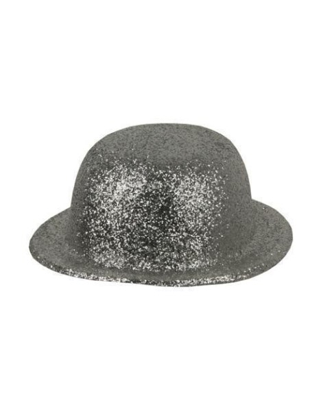 Chapeau melon PVC paillettes or