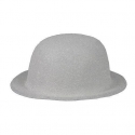 Chapeau melon PVC paillettes blanc