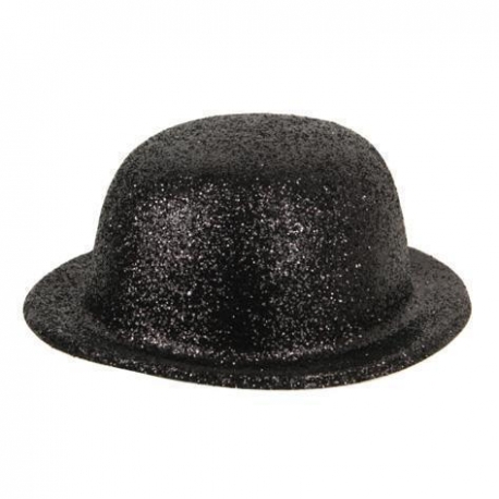 Chapeau melon PVC paillettes or