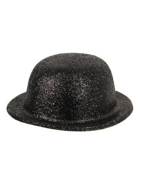 Chapeau melon PVC paillettes or