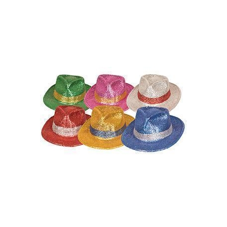 Lot de 6 chapeaux melon PVC paillettes 