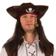 Tricorne pirate simili cuir avec cheveux