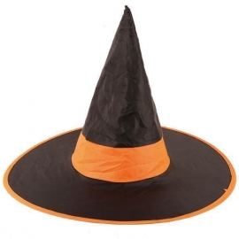 Chapeau sorcière nylon noir et orange
