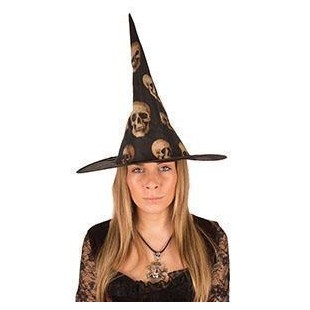 Chapeau sorcière nylon noir et orange