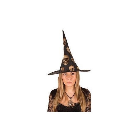 Chapeau sorcière nylon noir et orange