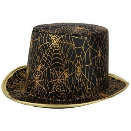 Chapeau Haut de forme toile d'araignées or