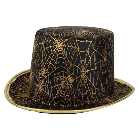 Chapeau Haut de forme toile d'araignées orange