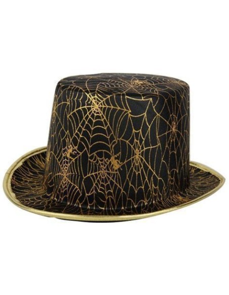 Chapeau Haut de forme toile d'araignées orange