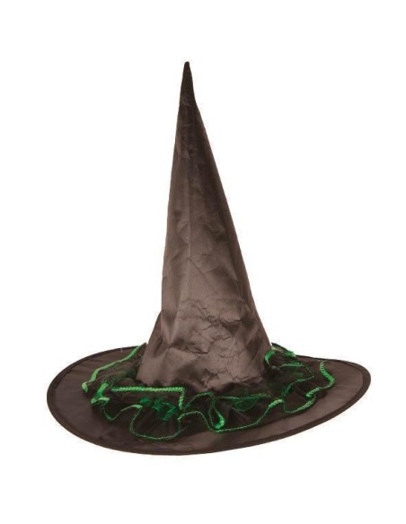 Chapeau sorcière nylon noir dentelle orange