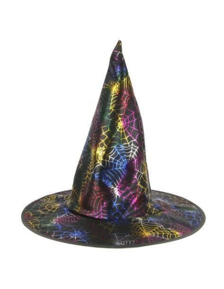 Chapeau sorcière nylon noir dentelle violette