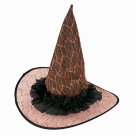 Chapeau sorcière dentelle orange