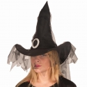 Chapeau sorcière voile noir