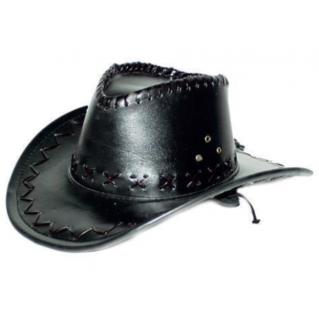 Chapeau cowboy simili cuir noir