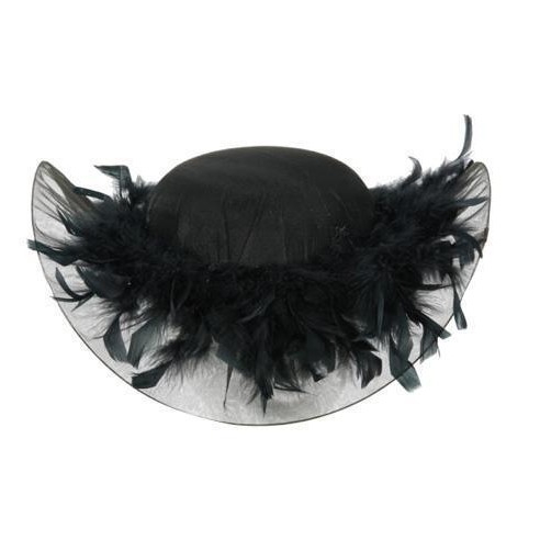 Chapeau dame feutre noir avec voile