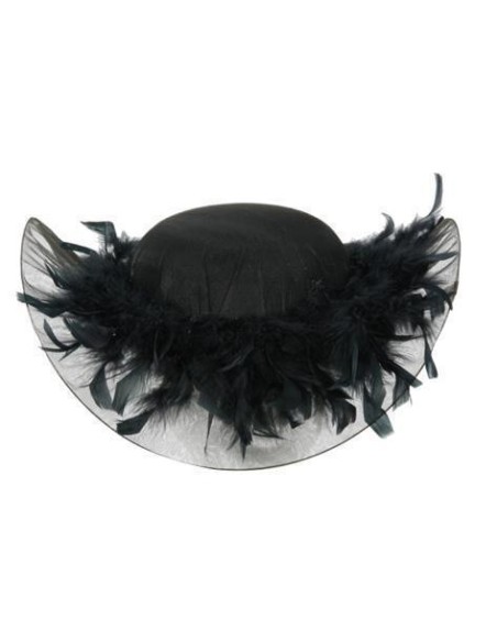 Chapeau dame feutre noir avec voile