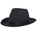 Chapeau borsalino satin noir rayures blanches