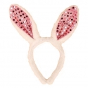 Serre tête lapin paillettes rose