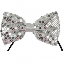 Noeud papillon paillettes argent