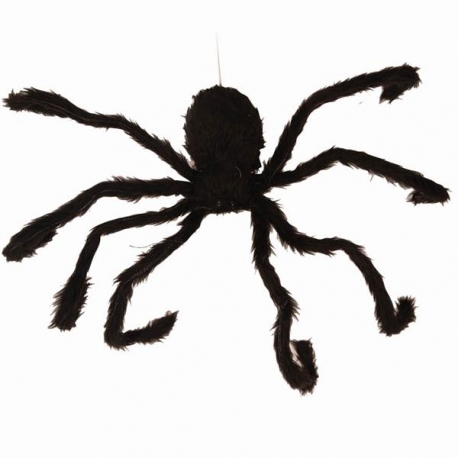 Décoration araignée noire et orange  90cm animée